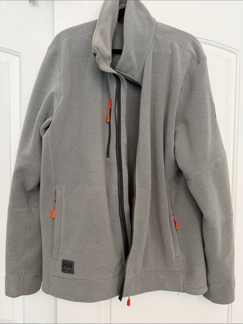 Helly Hansen Gray Super Nicely Made Fleece Jacket with Orange Accents, Mens xxl